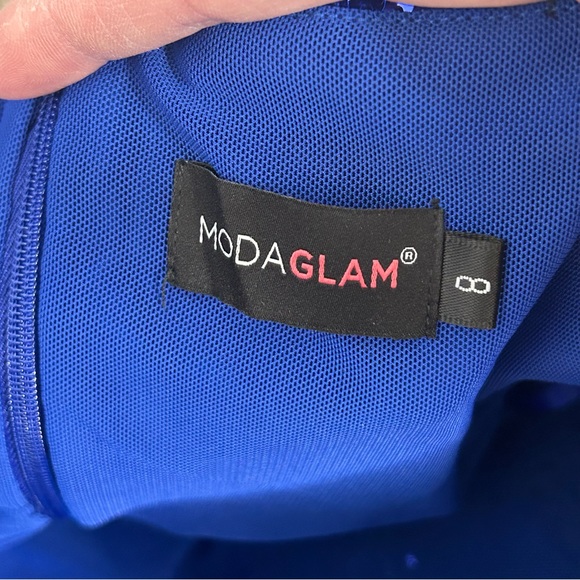 Moda Glam 'Dita Strapless Sequin Embellished Velvet Gown in Royal Blue - Picture 13 of 16